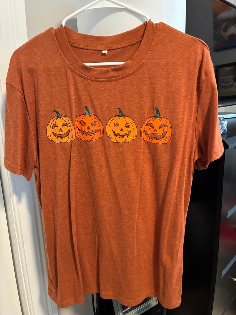 Amazon Orange Short Sleeve Tee with Jack-O'-Lantern Row